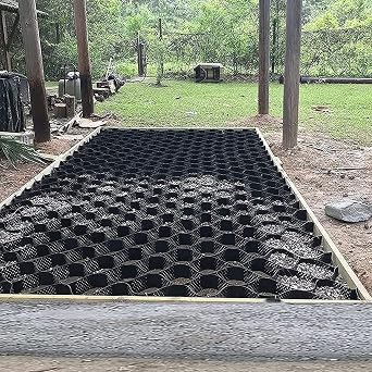 Ground Grid Polyethylene, Shed Base Grid Gravel Stabilizer for Patios, Sheds, Sloped, Pathways and Parking, Easy to Install Cut4x5m/13x16ft
