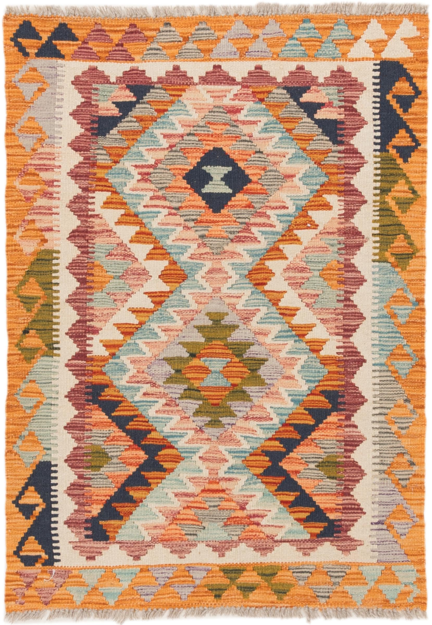 Tapis d'orient Kilim Afghan 81x114 d'exception en laine artisanale fait main