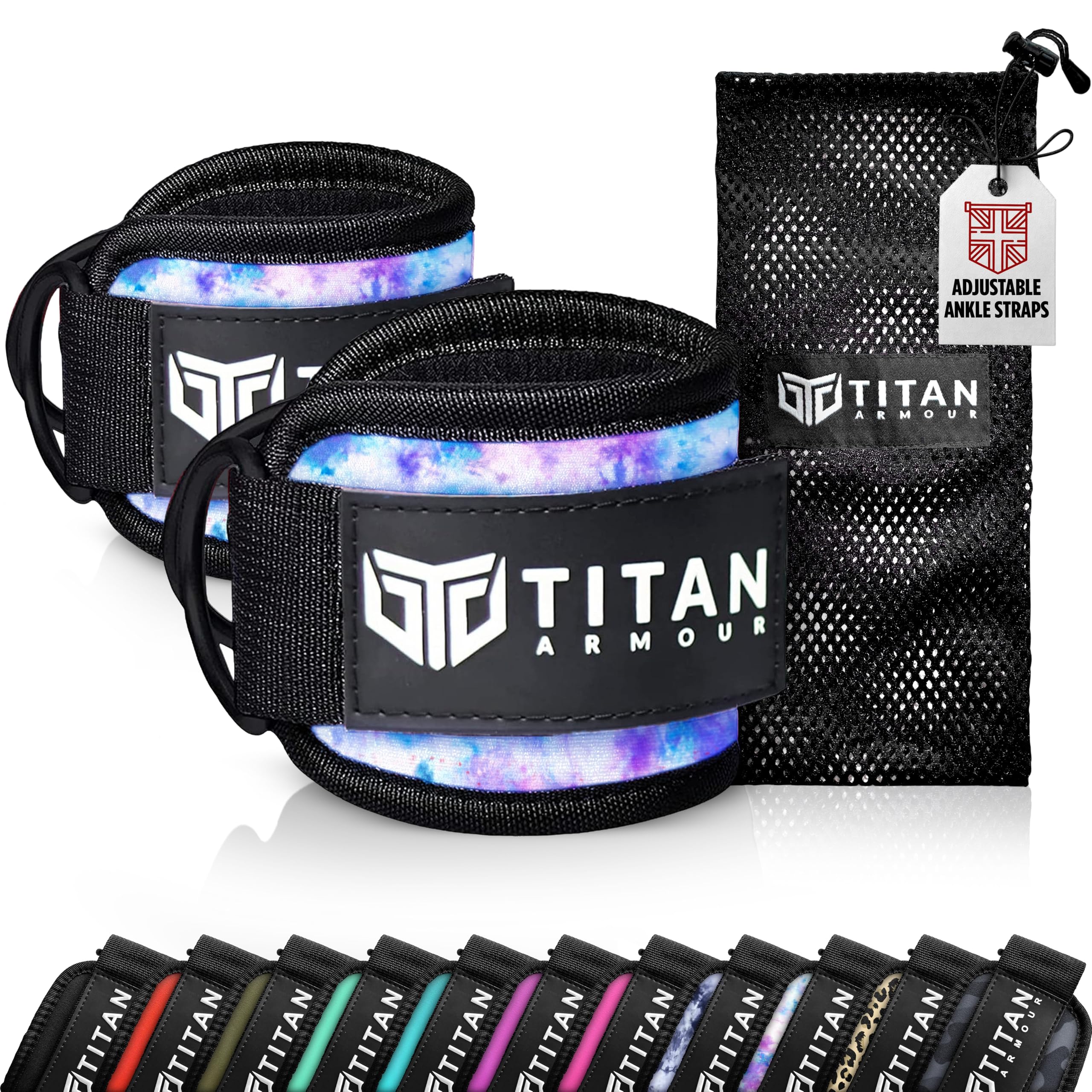 Titan Armour® Ankle Straps for Cable Machines | Gym Cuffs w/Heavy-Duty Steel Double D-Rings & Adjustable Strap | Lower Body Workouts Inc. Leg Extension, Leg Curl & Glute Kickback | Men & Women — image 1