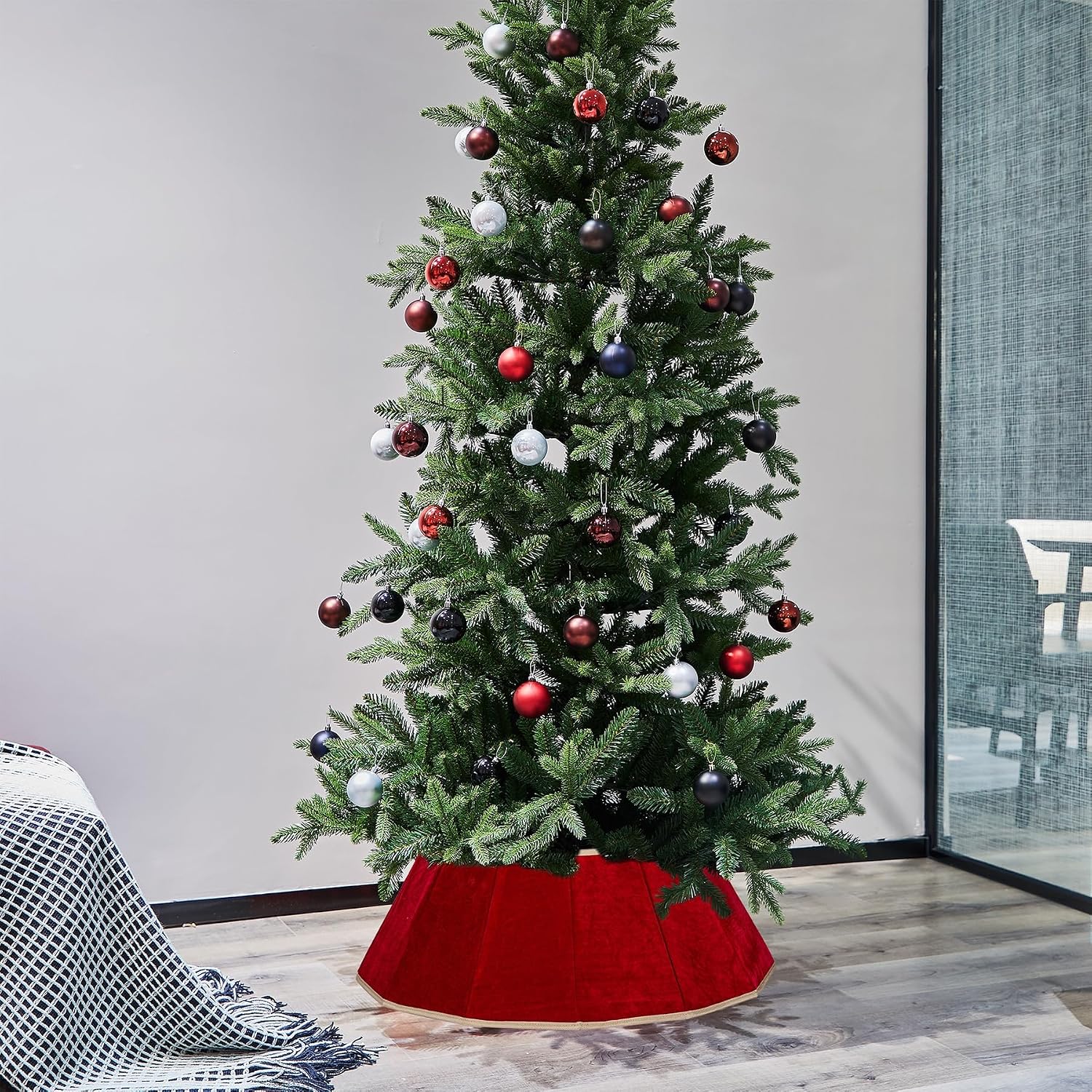 Blissun Christmas Tree Collar, Velvet Foldable Christmas Tree Ring, Christmas Tree Skirt for Artificial Christmas Trees Decoration