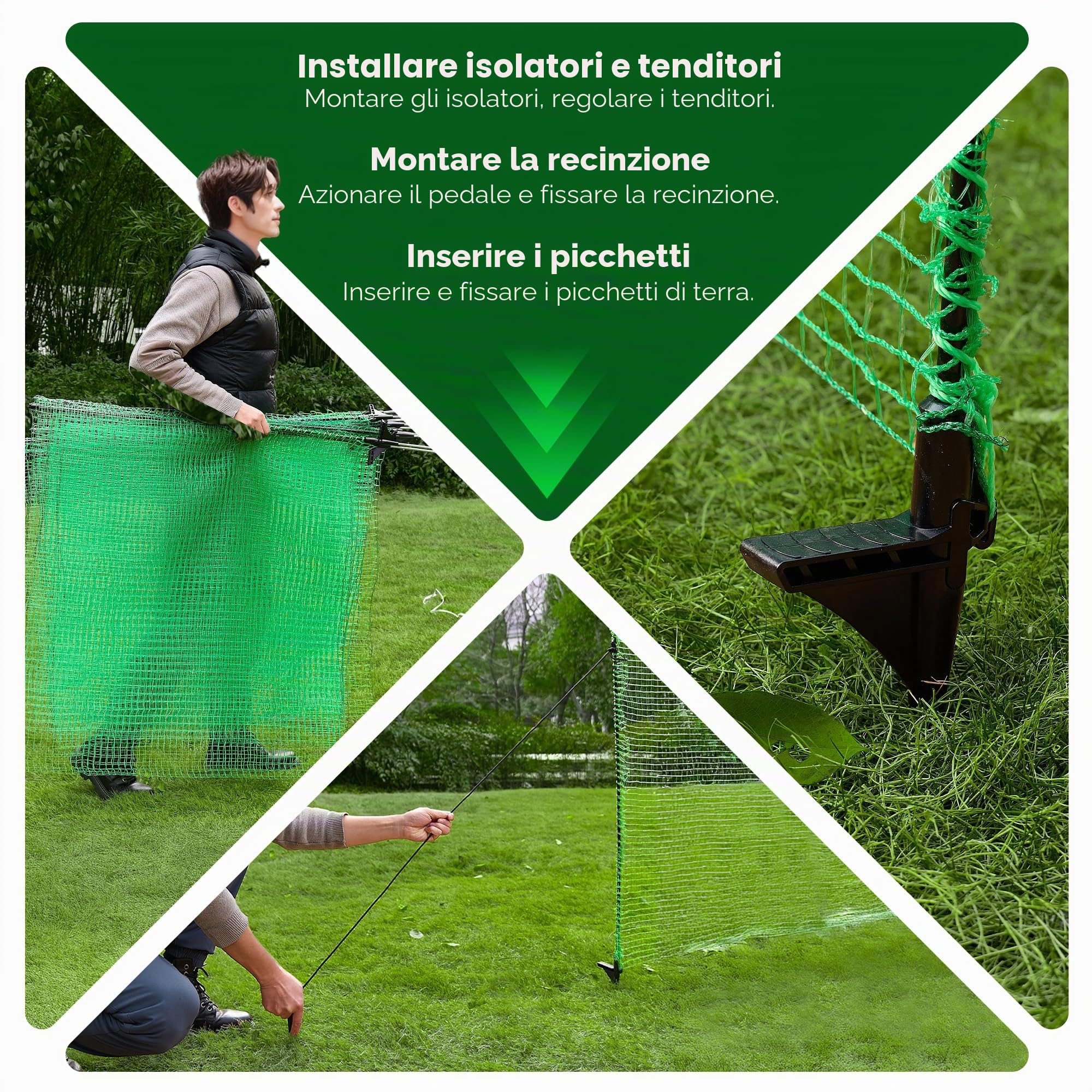 Signstek Recinzione mobile, 120 cm di altezza, 15 m di lunghezza, 9 pali per cani, recinzione da giardino, giardino, casa, cortile, verde