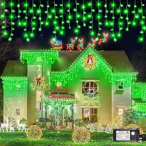Miniatura 44 de Luces de Navidad de carámbano para exteriores, 66 pies, 640 luces LED de carámbano para exteriores con 8 modos de temporizador, impermeable, Blanco