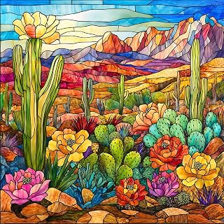 Diamond Art Kits for Adults Beginner- Stained Glass Cactus DIY Modern Diamond Painting Kits 5D Diamond Dots Gem Art Crafts with Tools- Round Full Drill Funny Crafts for Home Wall Decor&Gift-12x12in