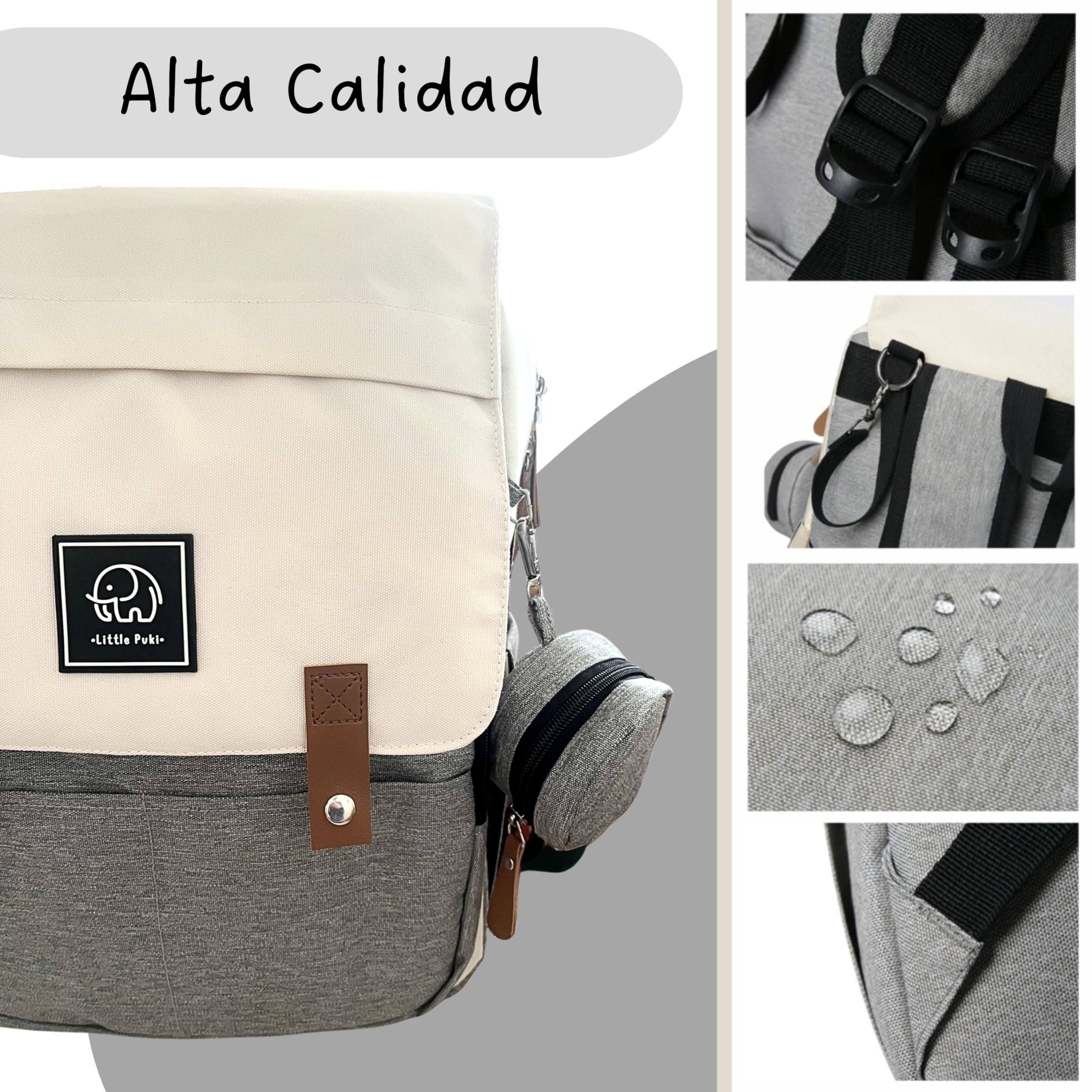 Mochila Pañalera Multifuncional, Bolsa para Pañales Maternidad, Mochila Carrito Bebé unisex, incluye Cambiador Portátil, Correas para cochecito, Dispensador Bolsas Desechables y Portachupete