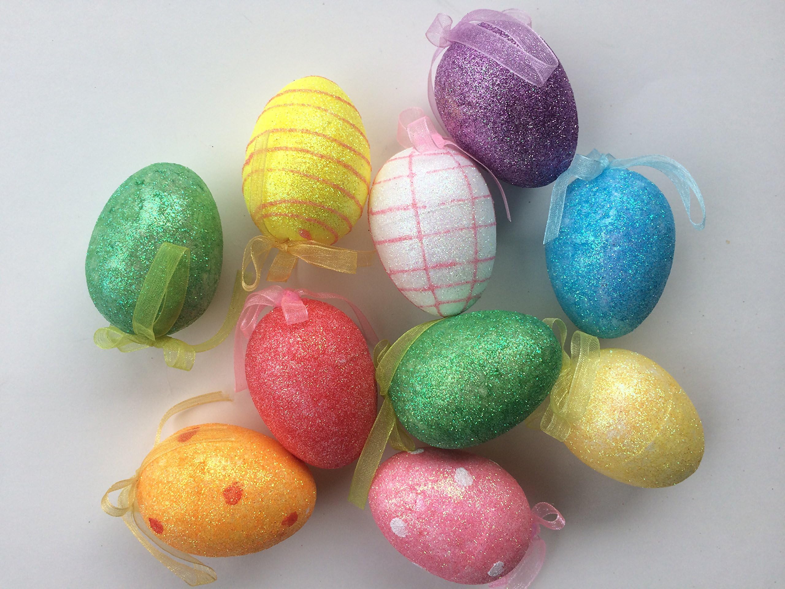 Easter Egg Tree Glitter Ornaments Pack of 12