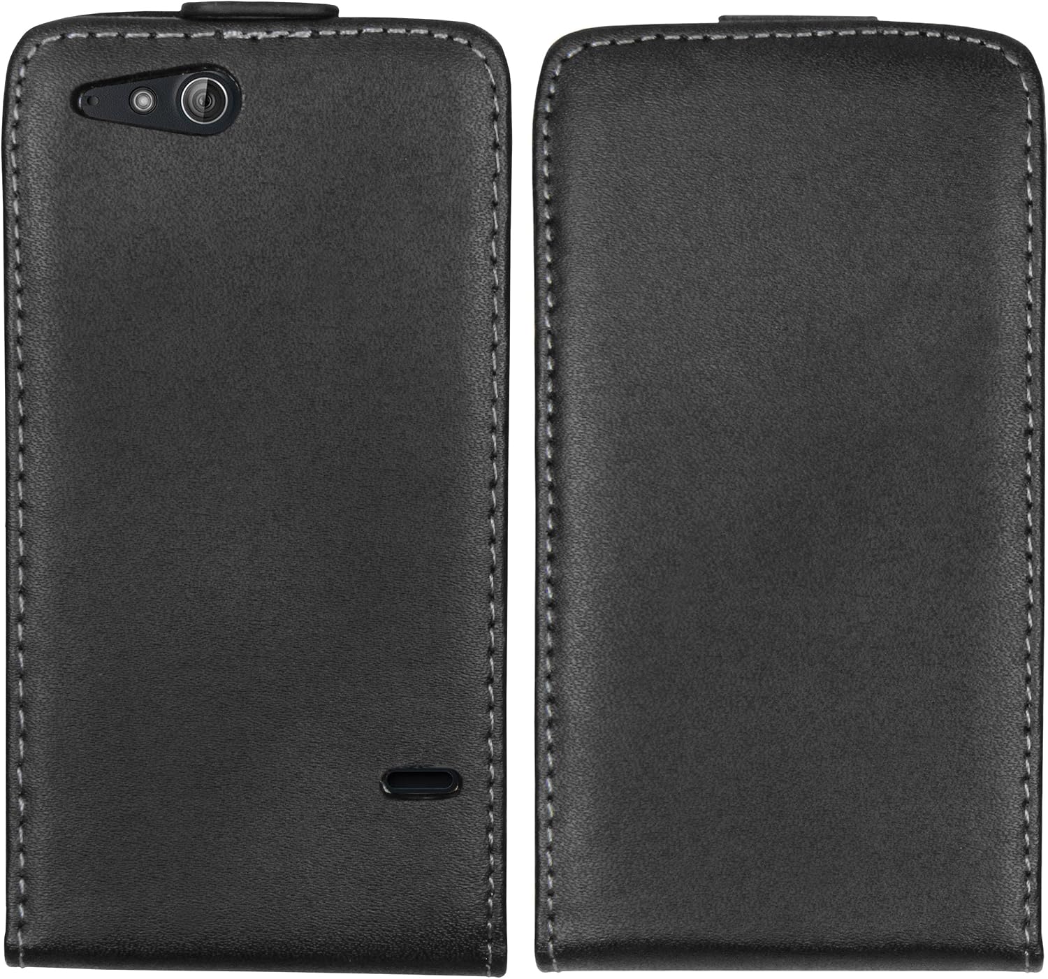 mumbi Premium Flip Case Real Leather for Sony Xperia go Black