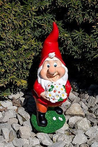 Miniatura 6 de Figura de gnomo de jardín de poliresina para adornos de césped, decoración de interiores o exteriores, 11 pulgadas de alto, ramo