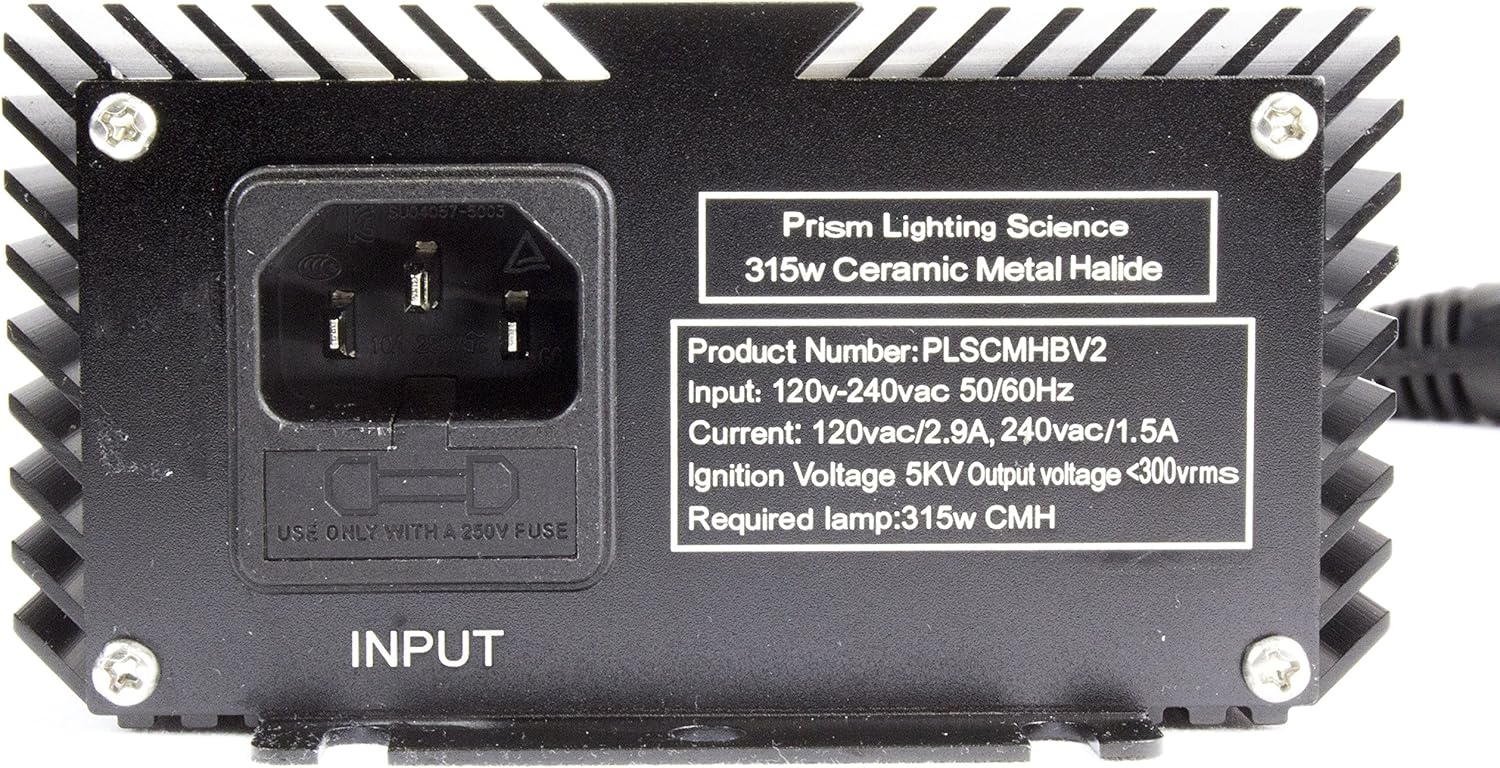 315 Watt Ceramic Metal Halide CMH Ballast. Variable 120/240 Volt. Built in Ignition Failure Protection. Efficiently Drives 315W CMH Lamps by Maximizing PAR Output of Your Lamp