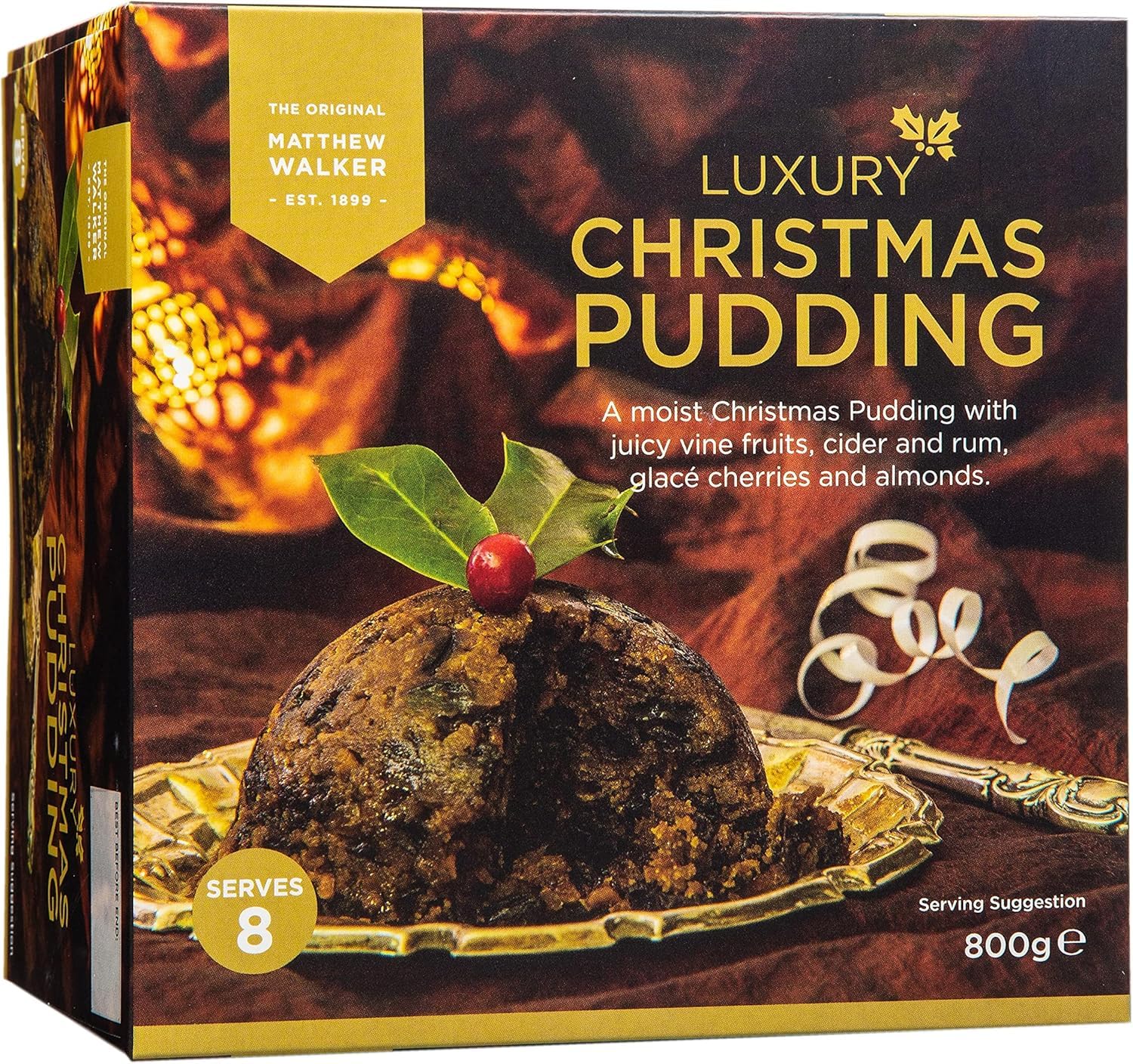 Matthew Walker Festive, Luxury Christmas Pudding 800 g (Pack of 1) – A Traditional Vegetarian Recipe Since 1899, Rich And Moist With Indulgent Flavour, Perfect For Family Gatherings And Gifting