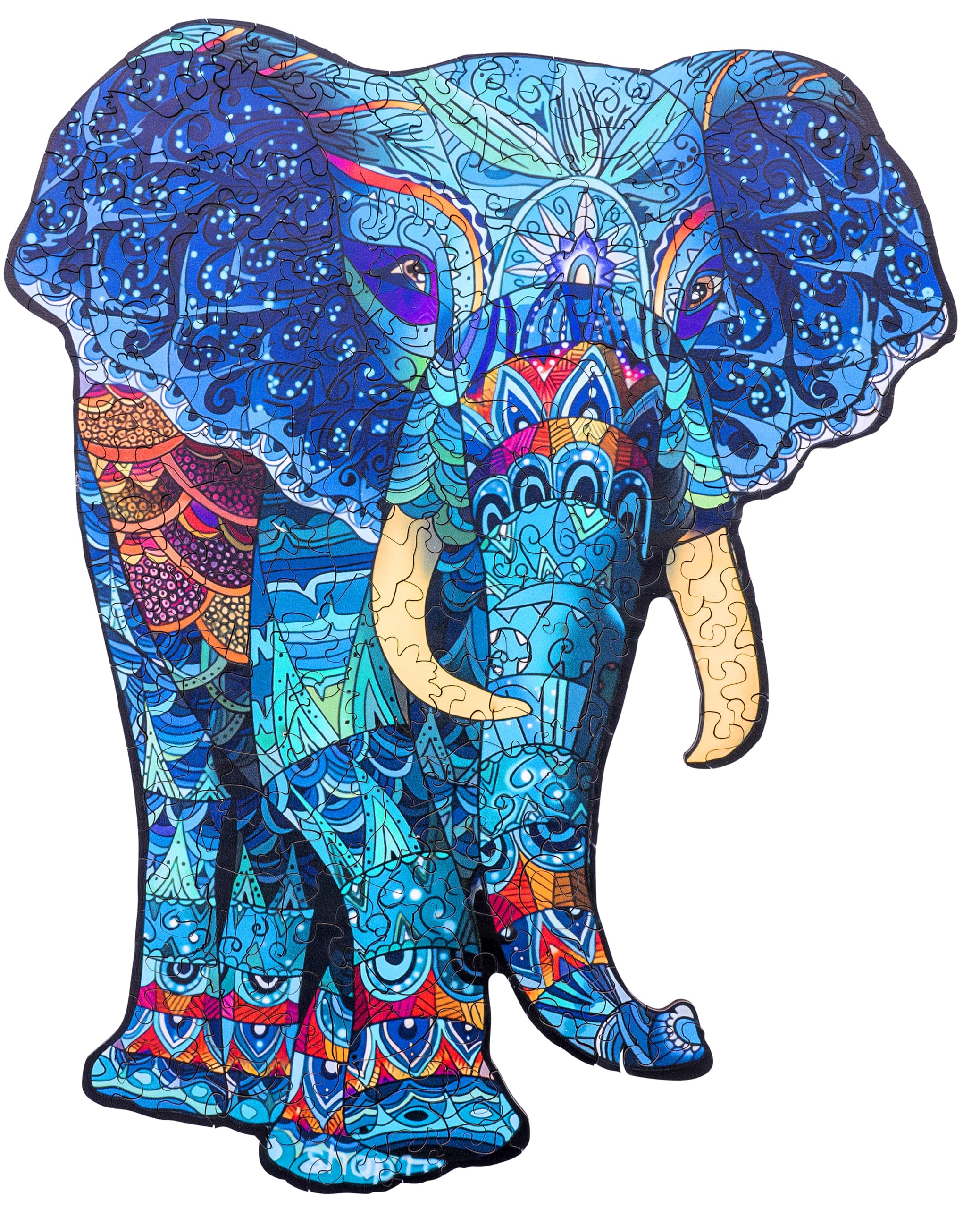 Engelhart - 602240 - Rompecabezas de Madera Animales: Elefante A3 - Forma de Madera Única de 224 Piezas - para Adultos - Caja de Regalo - A Partir de 12 años - 29.7 x 42 cm