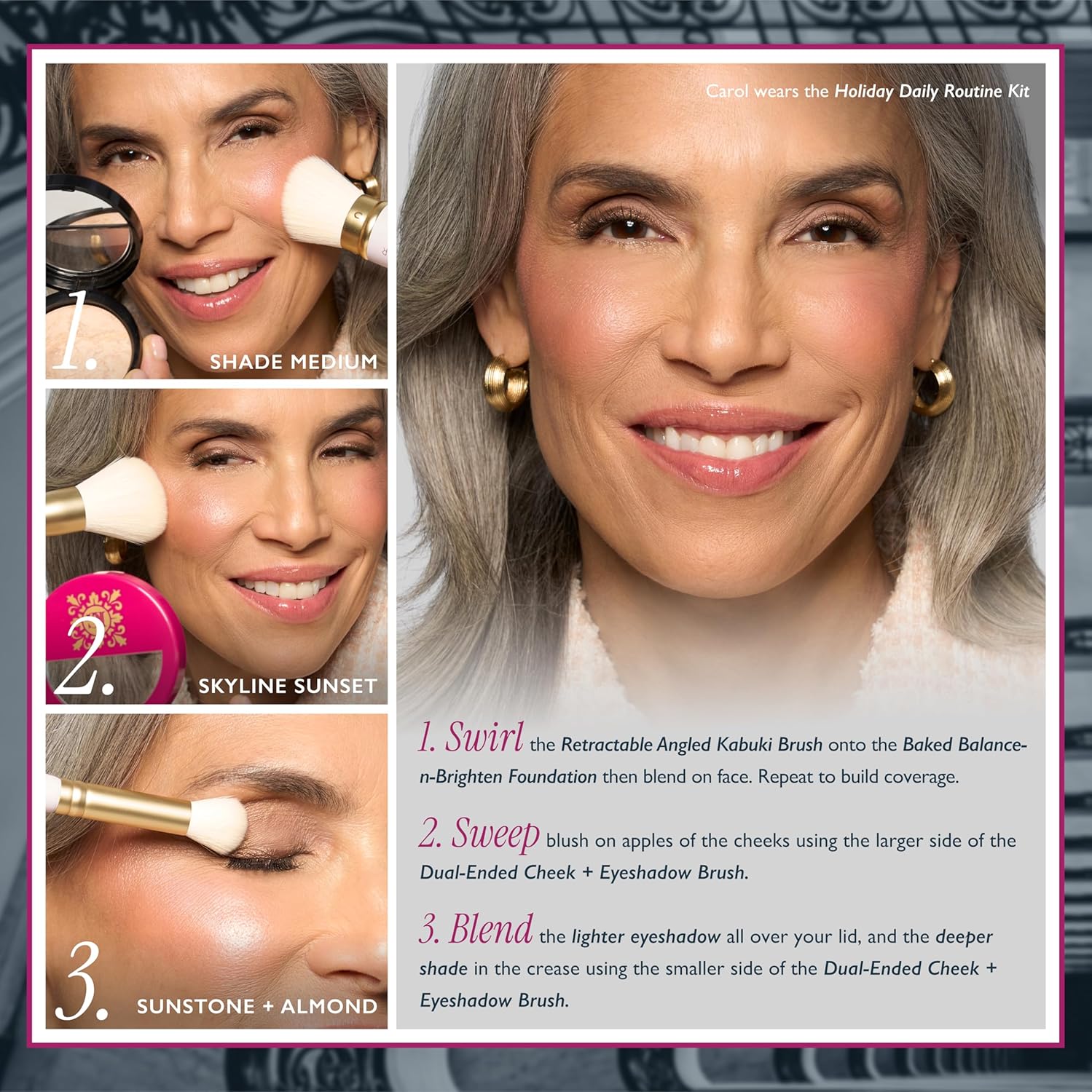 LAURA GELLER NEW YORK Daily Routine Kit | Fair | Limited Edition Makeup Set | Includes Baked Foundation for Mature Skin, Exclusive Blush, Eyeshadow, Retractable Kabuki Brush - Image 4