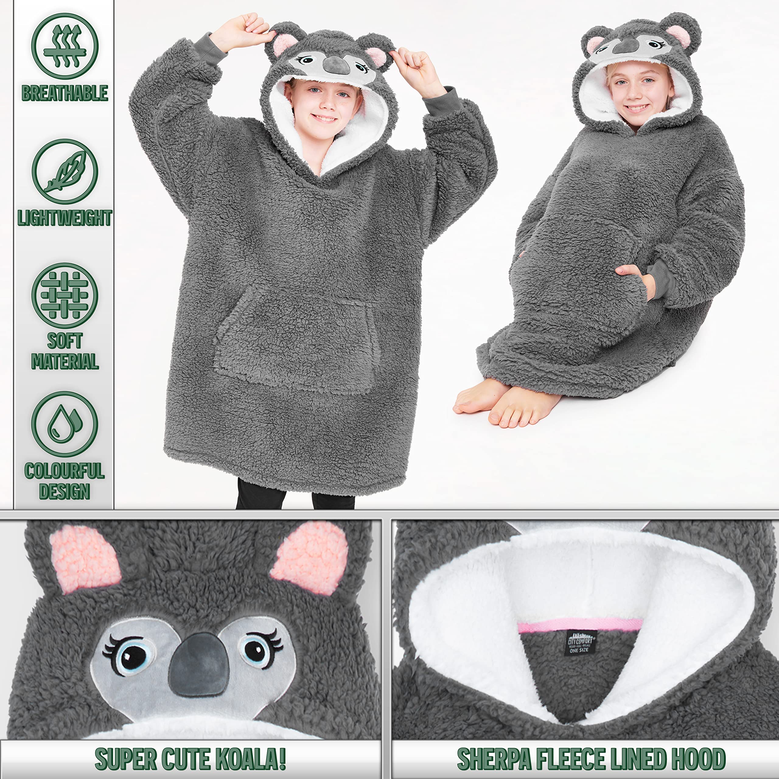 CityComfort Felpa Coperta Oversize con Cappuccio Bambina Ragazza