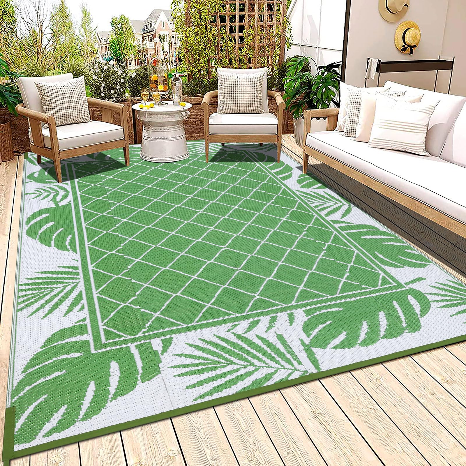 Amazon.com: Ileading Outdoor Rug Carpet for Patio 5' x7' Waterproof ...