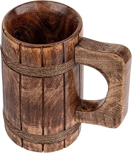 Miniatura 3 de GoCraft Taza de cerveza de madera hecha a mano, acabado de madera quemada, jarra clásica para beber, perfecta para camping, viajes, uso al aire