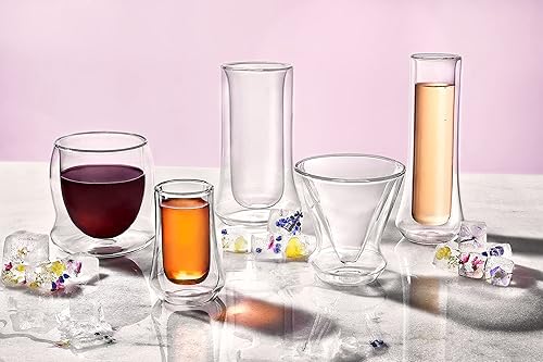 Miniatura 6 de JoyJolt Cosmo - Juego de 2 vasos de vidrio aislados para cócteles, limonada, té helado, encantadores vasos sin condensación, 10 onzas, cristalería