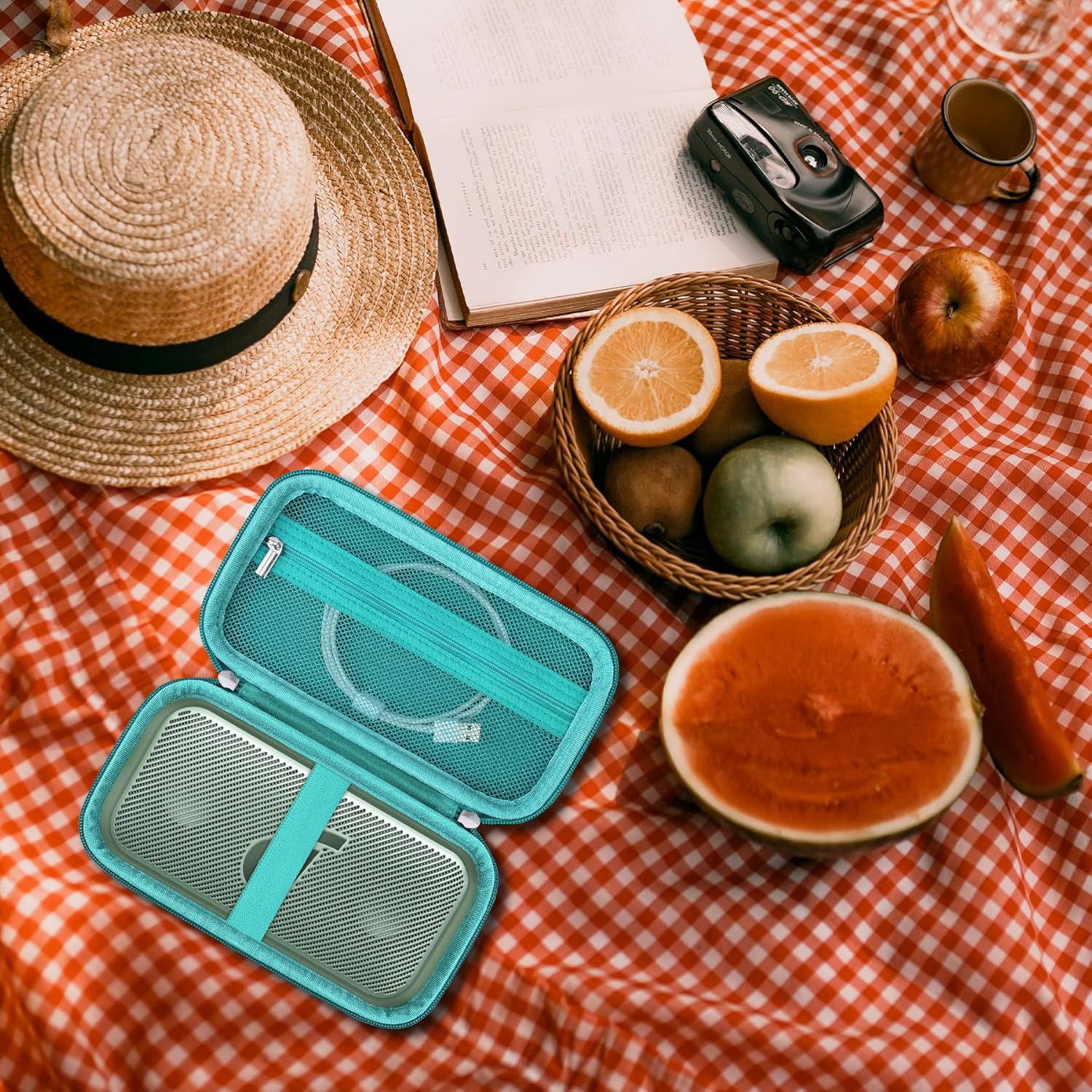 Hard Carrying Case for Soundcore Motion 300 Wireless Hi-Res Portable Speaker, Bluetooth Speaker Protection Case with Zipper Mesh Pocket for Charging Cable and Other Accessories, Green+Green - Image 6