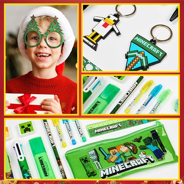 Minecraft Calendrier de l'Avent 2025 Enfant et Ado Creeper Compte à Rebours Noel 24 Surprises Papeterie Original et Accessoires Kawaii Cadeau Enfant (Noir Cube) - 5