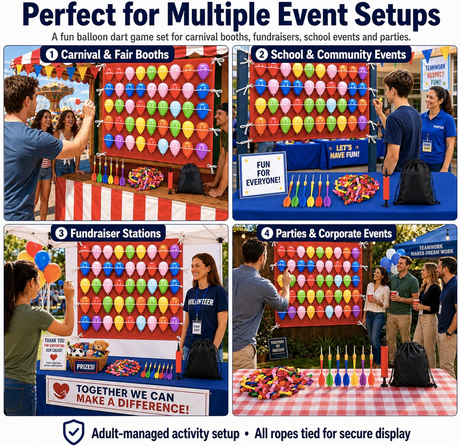 Balloon Dart Board Carnival Game Set for Adults, 47 x 47 Inch, 500 Balloons image 4