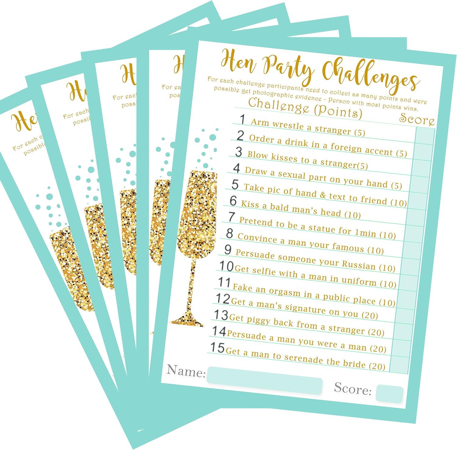 Hen Party Challenges Game, 'Egg Shell Blue' 20 x A5 Sheets