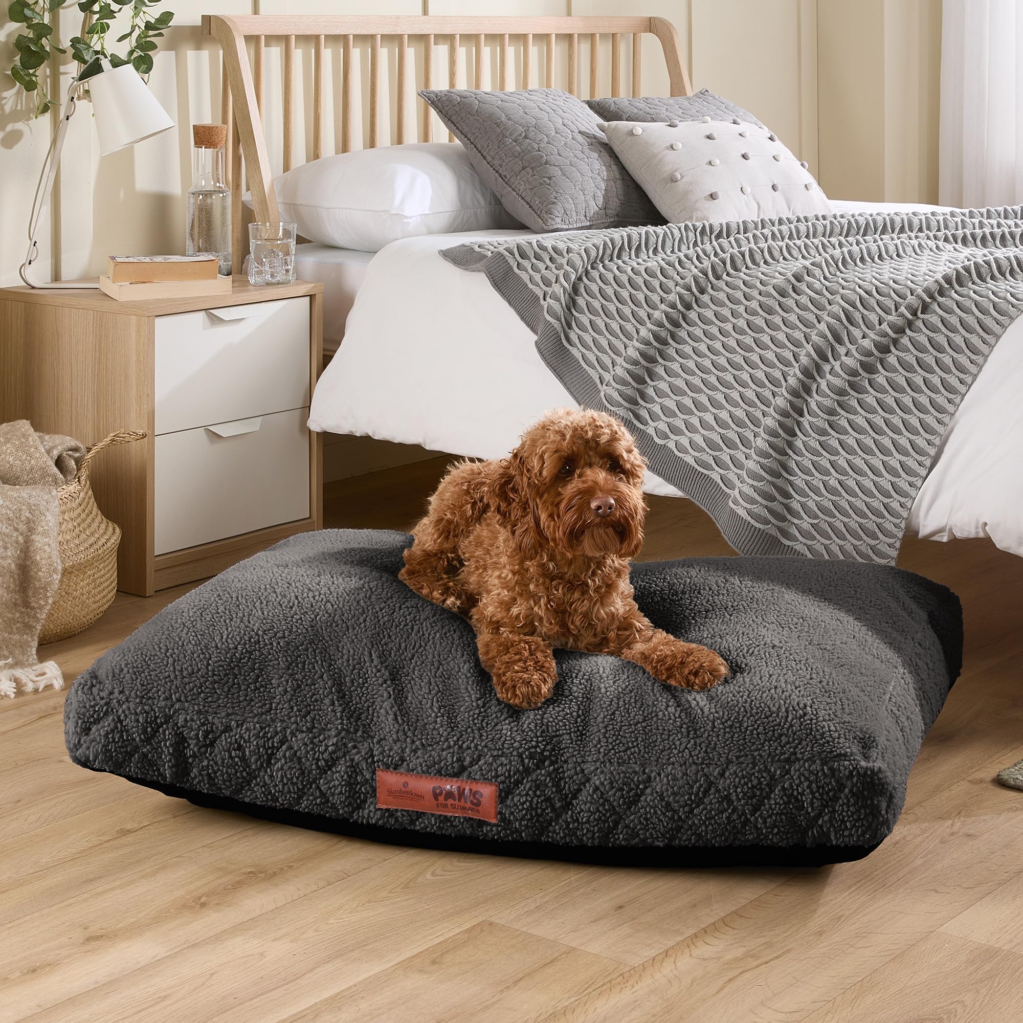 Slumberdown Sherpa Dog Bed Large Washable Raised Anti Anxiety Calming