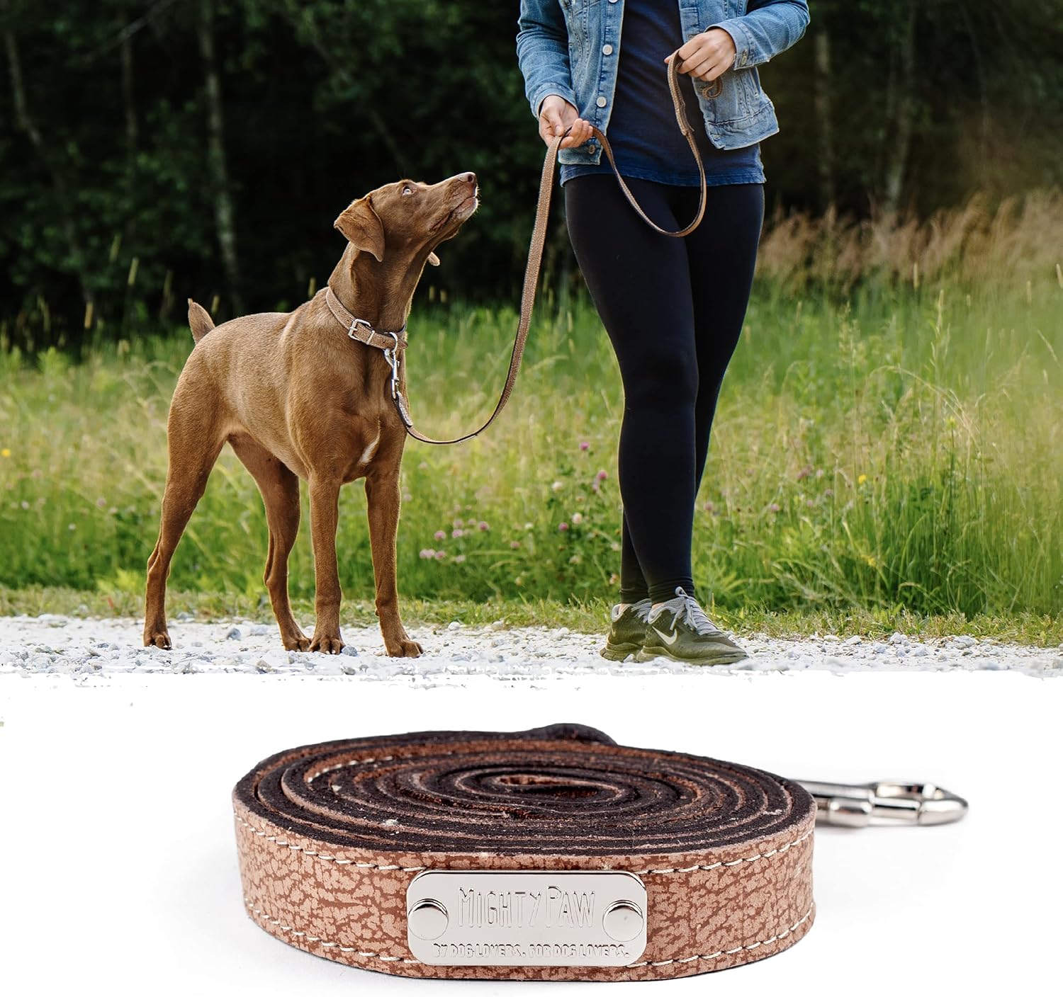 Mighty Paw Leather Dog Leash | 5 ft Leash Super Soft Distressed Real Genuine Leather- Premium Quality, Modern Stylish Lead. Perfect for Small, Medium and Large Pets : Pet Supplies