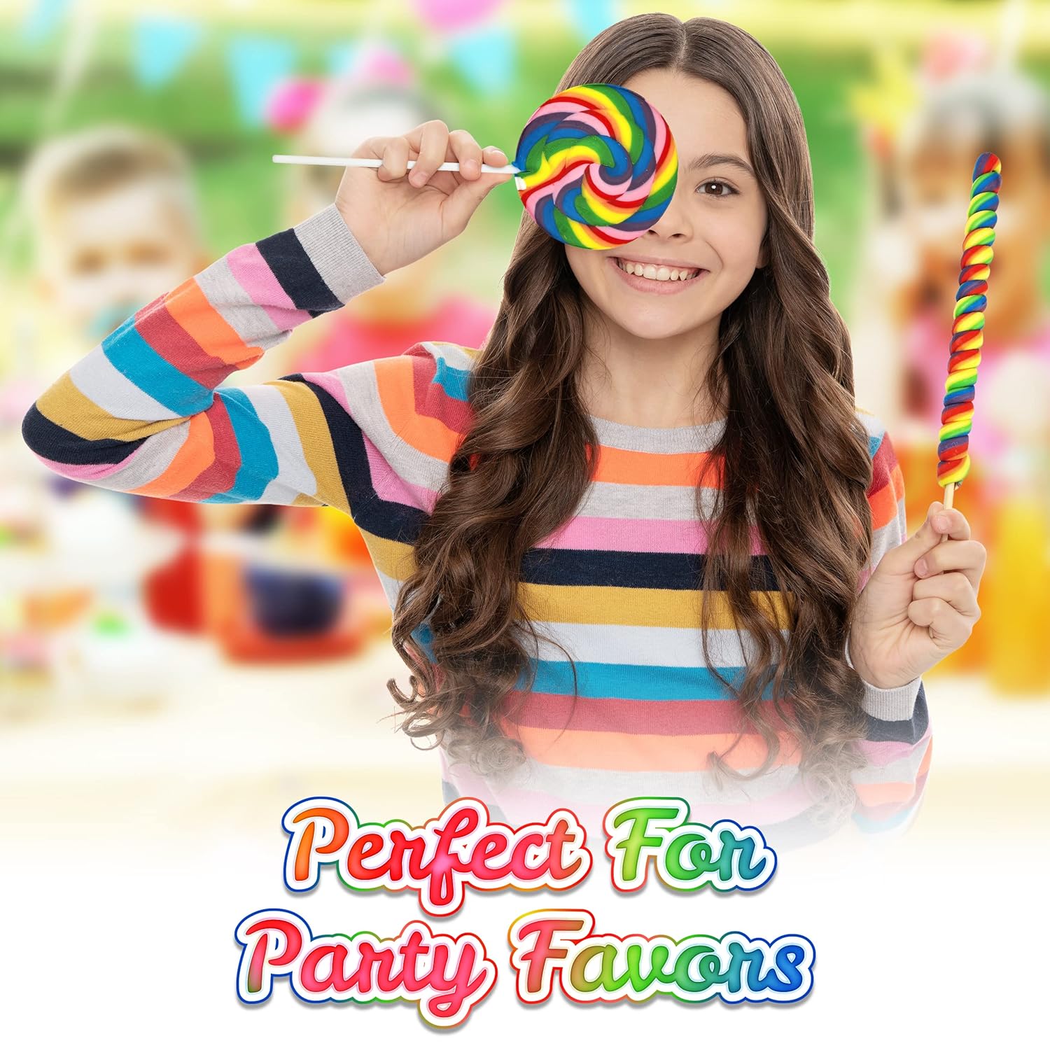 Jumbo Rainbow Swirl Lollipop Bundle, 6 Jumbo Swirls 5 inch Big, & 6 Jumbo Twisty Pops 12 inch Long– Individually Wrapped Great for Any Holliday Or Major Event,NEW & IMPROVED