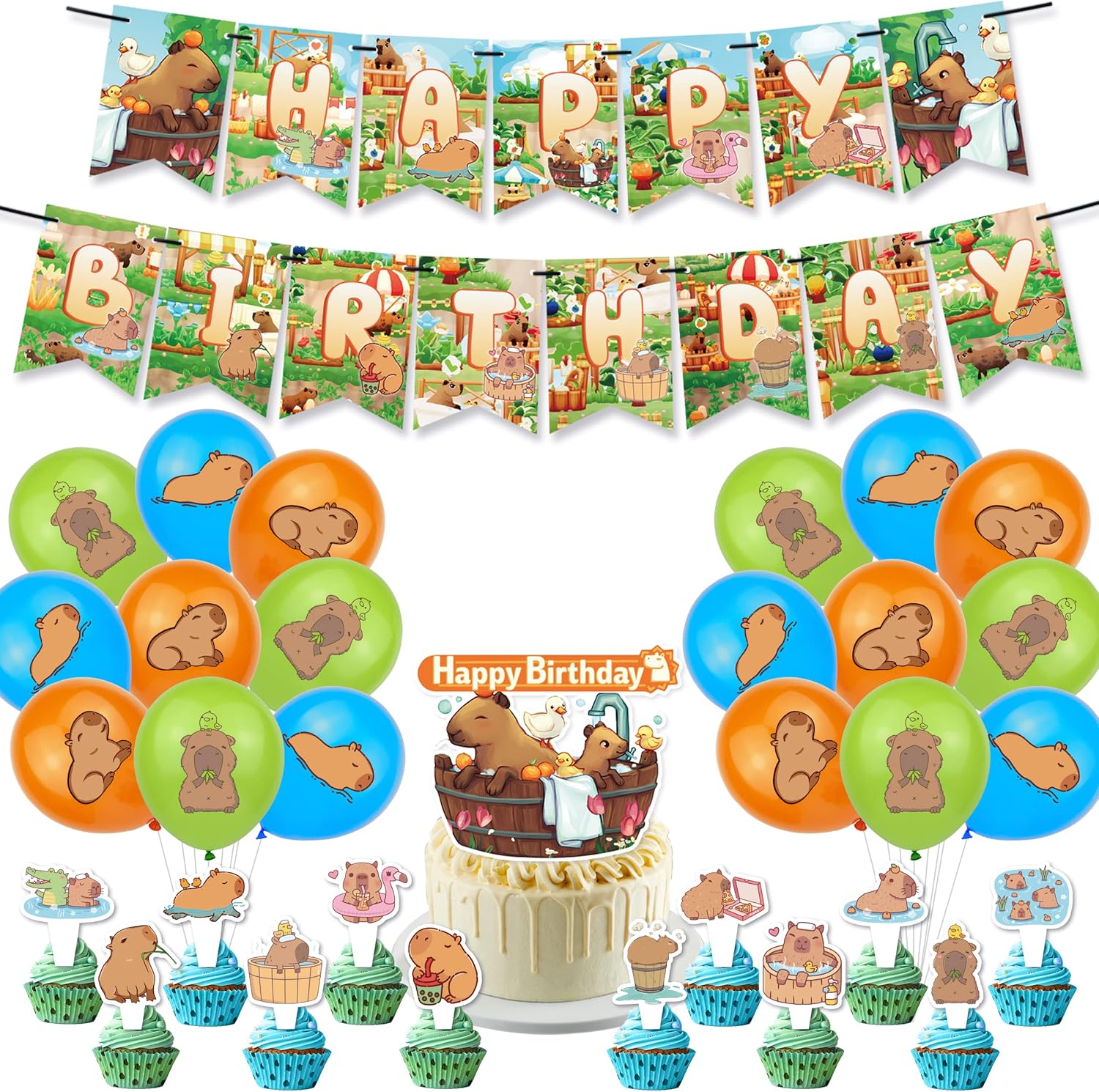 Capybara Birthday Party Supplies,Capybara Including Cake caps,Cupcake
