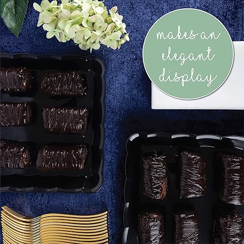 Miniatura 3 de Plasticpro Bandejas de plástico para servir  Platos rectangulares de 9 x 13 pulgadas desechables para fiestas (4, negro)