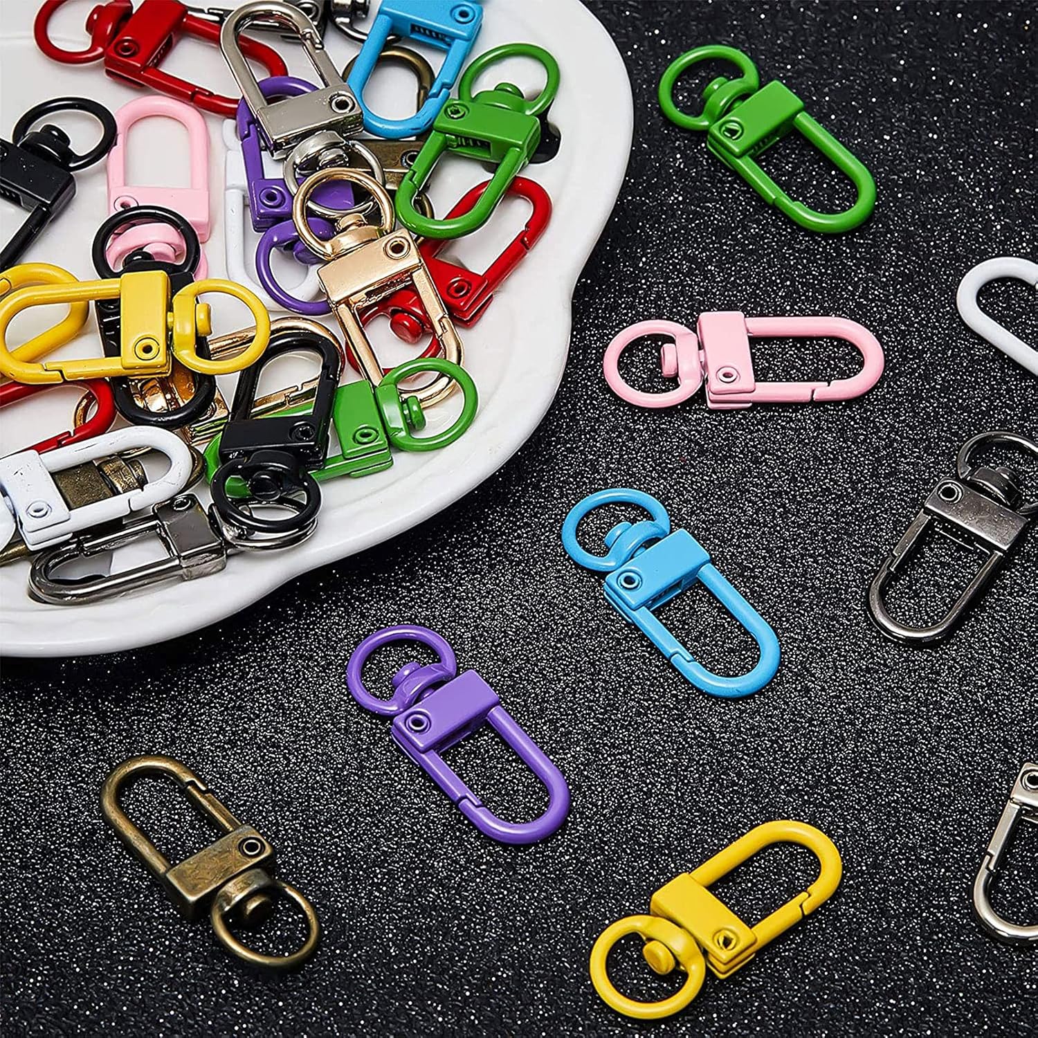 24 Pieces Colorful Metal Lobster Claw Clasps Swivel Lanyards Trigger Snap Hooks Strap with Key Rings DIY Accessories for Bag Key Chains Connector Jewelry Making (Vivid Color) - Image 4