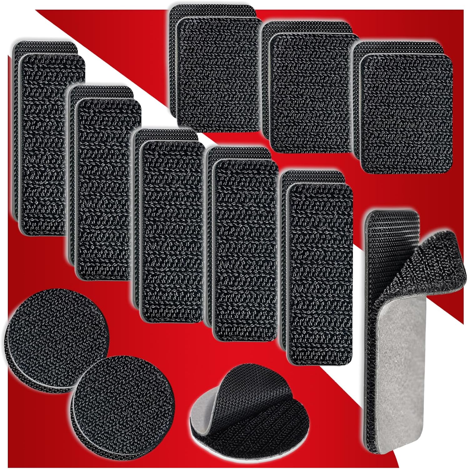 YINTTIAN 12 Sets Hook and Loop Strips with Adhesive, Wall Adhesive Strips