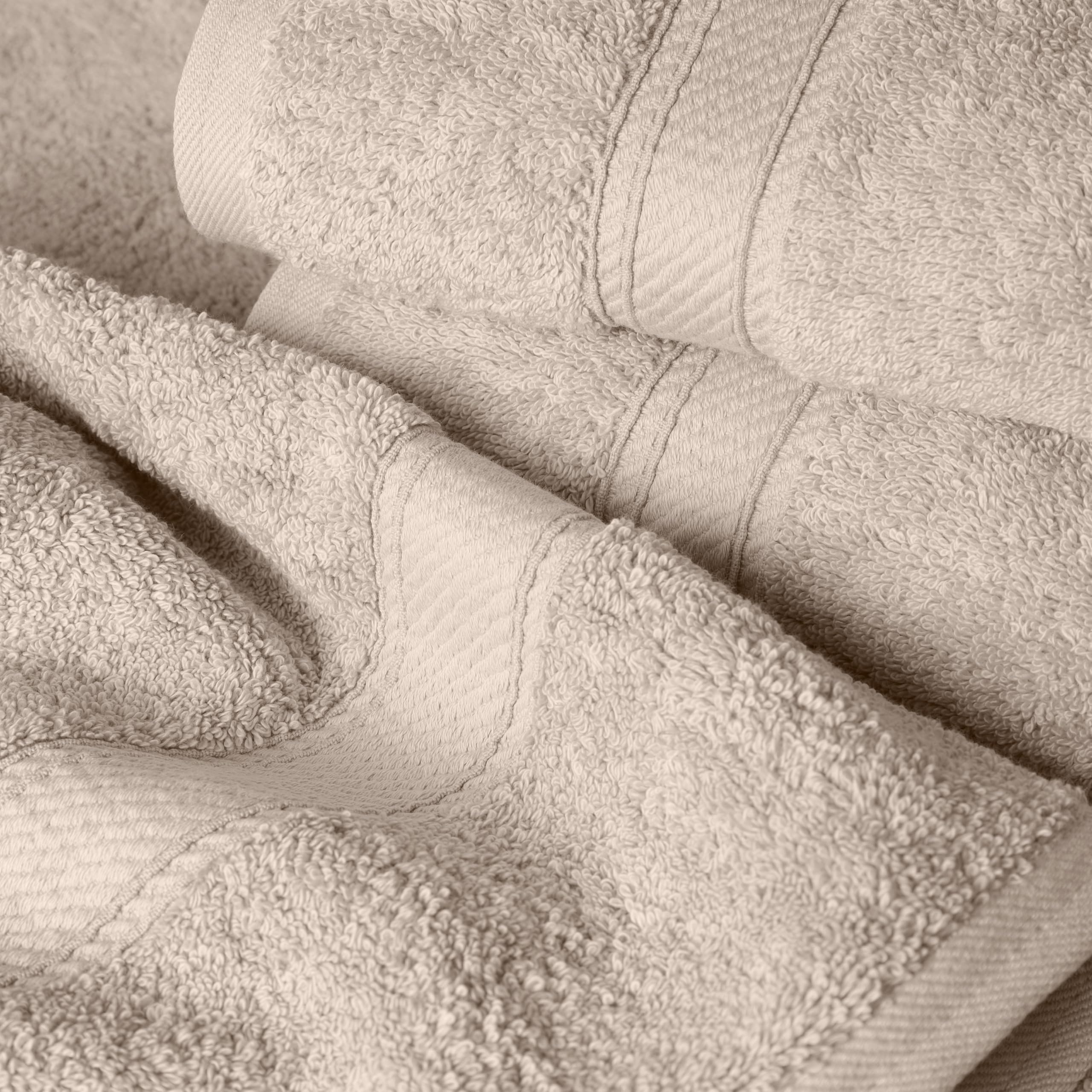 Superior Set di Asciugamani in Cotone Egiziano, 900 g, Pietra, 6 Pezzi