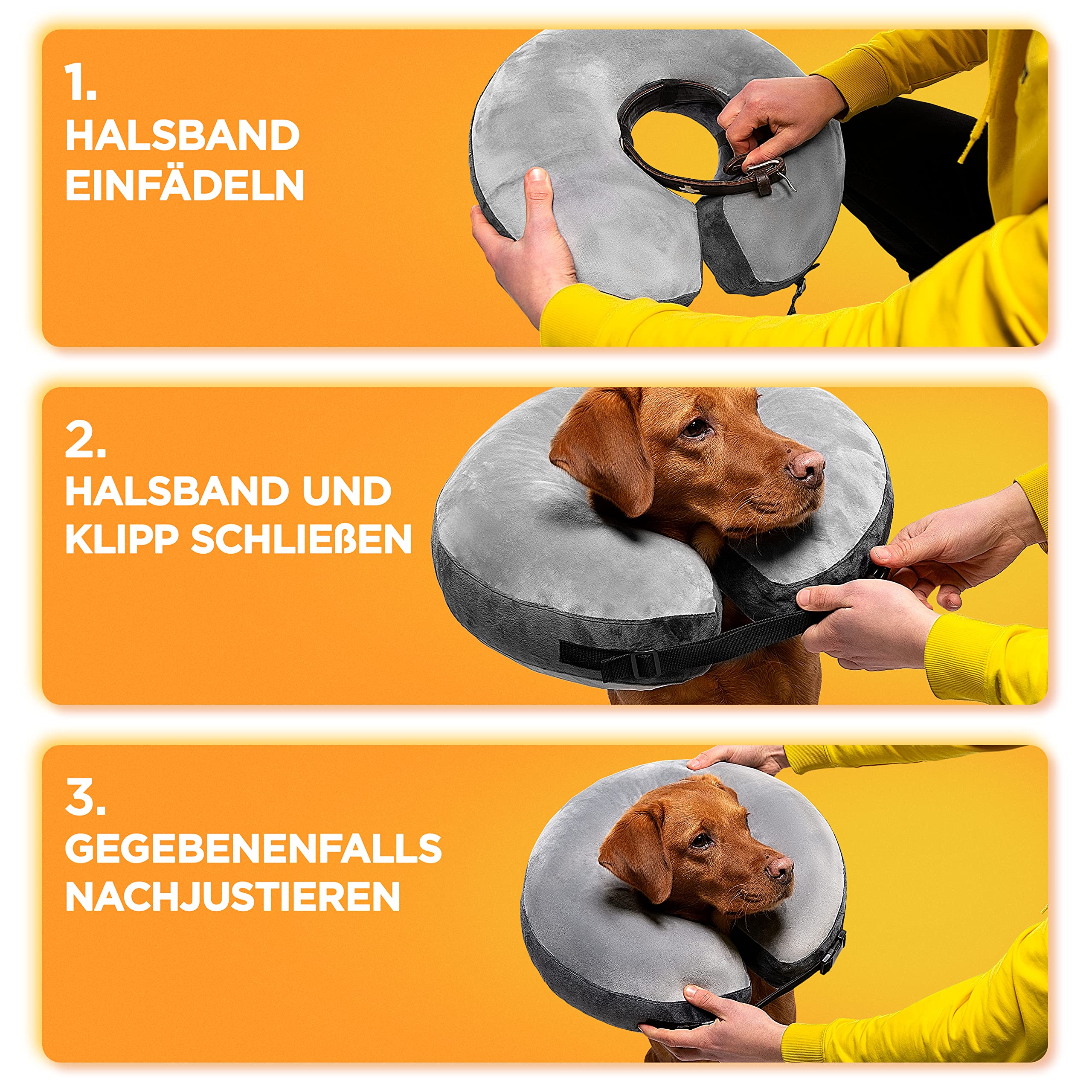 Tierhood Halskrause Hund - Aufblasbarer Hundekragen Leckschutz - Halskrause weich - Kragen für Hunde nach OP - Schutzkragen Hund - Rasche Genesung an verletzten oder operierten Stellen - M