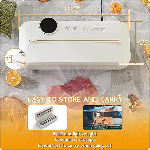 Miniatura 6 de Máquina selladora al vacío para alimentos, sellador de alimentos actualizado 2025, ahorra eficazmente los residuos de alimentos, cortador integrado,
