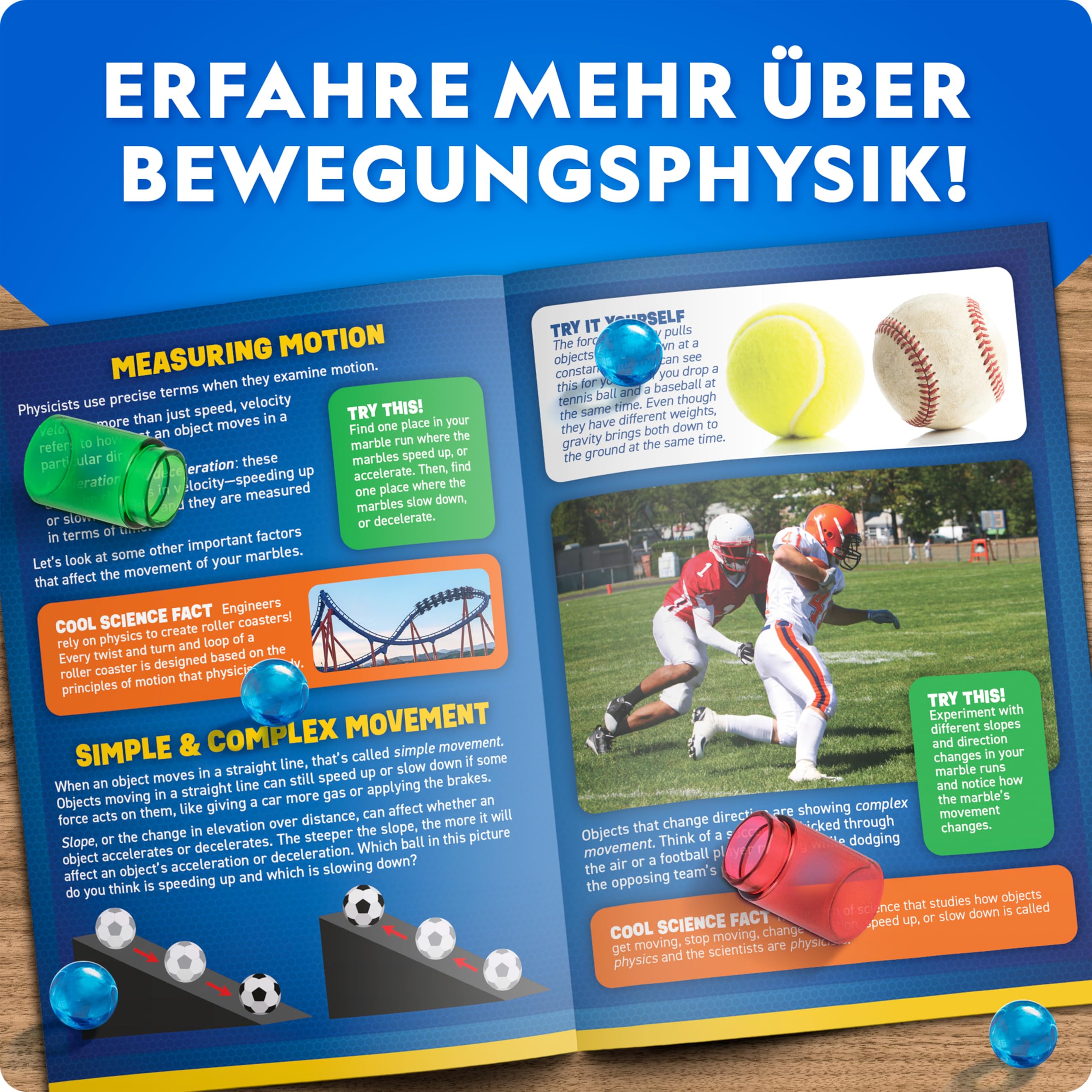 Blue Marble NATIONAL Geographic Murmelbahn mit Motoraufzug – 150-teiliges Set mit motorisierter Spirale, 30 Glasmurmeln, Aufbewahrungstasche & Zubehör, Endlosschleifen-Spiel, Mint-Bausatz für Kinder