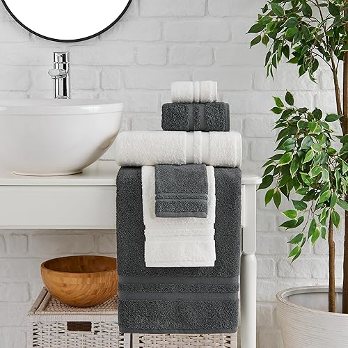 Miniatura 2 de Juego de toallas de mezcla de 6 piezas ultra suaves de 630 GSM, alta absorción, 100% algodón turco, 2 baño, 2 manos, 2 lavadas, ideal para gimnasio,