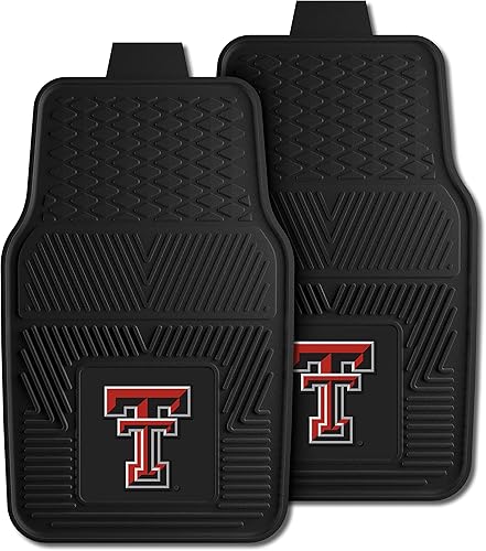 FANMATS 8920 Texas Tech Red Raiders - Juego de 2 alfombrillas de vinilo resistentes para automóvil, alfombrillas de primera fila, protección para