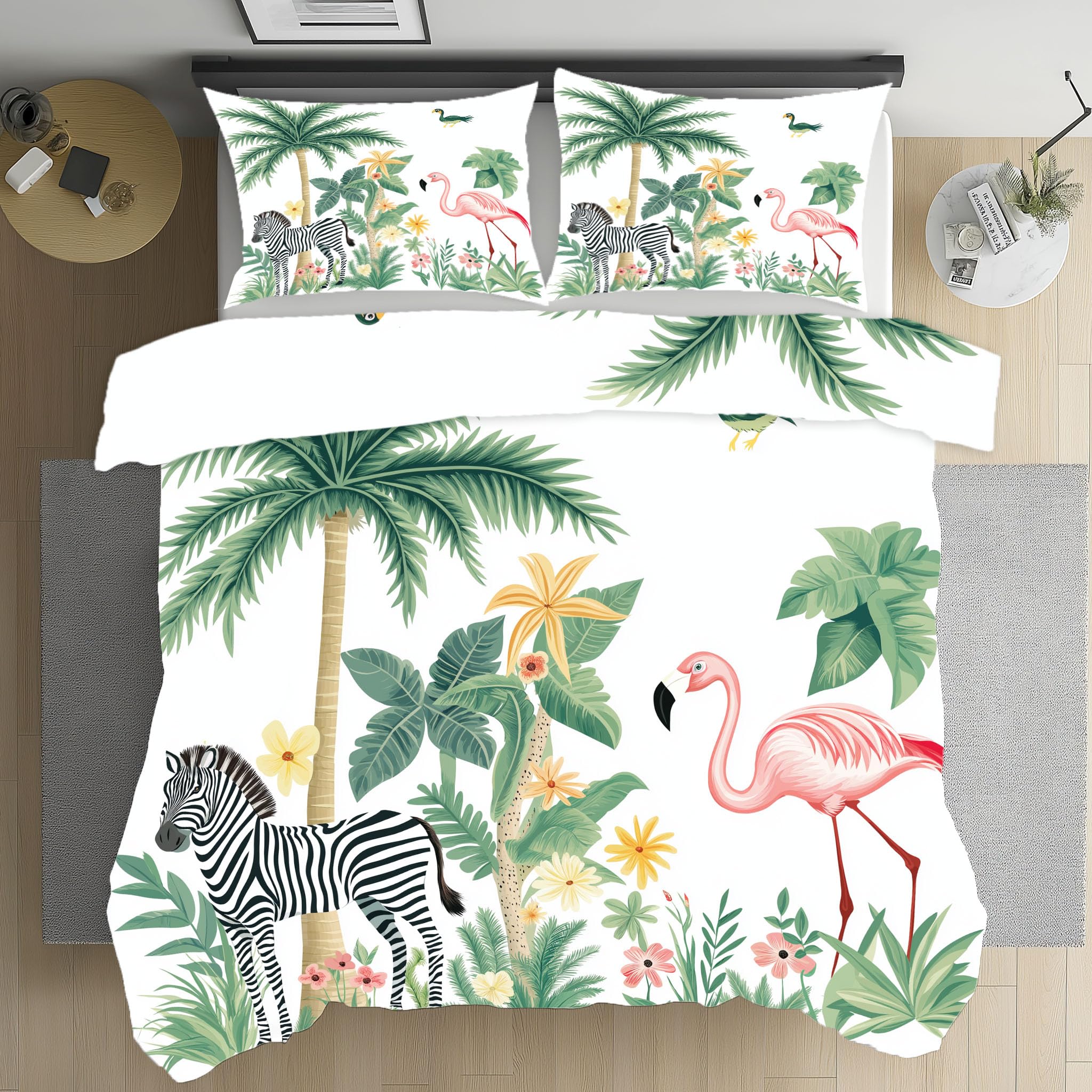 Housse de couette 140x200 zèbre sans plis avec fermeture éclair pour lit simple ordonné