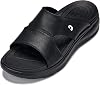 CALTO Mens Invisible Height Increasing Elevator Shoes - BlackGrainy Black Ultra Light-Weight Slip-on Comfort Sandals - 2 Inches Taller - X1655 - Size 8 DM US