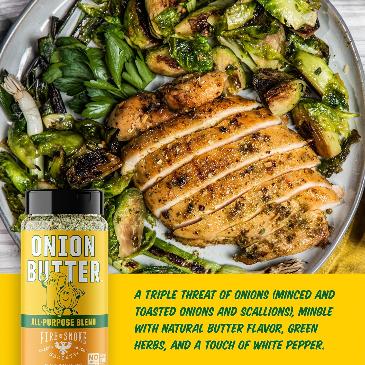 Fire & Smoke Society Onion Butter All Purpose Seasoning | BBQ Rubs for Smoking and Grilling | Steak, Grilled Chicken, Pork, Burgers | Onions, Green Herbs, White Pepper | Large (2-Pack) - Image 2