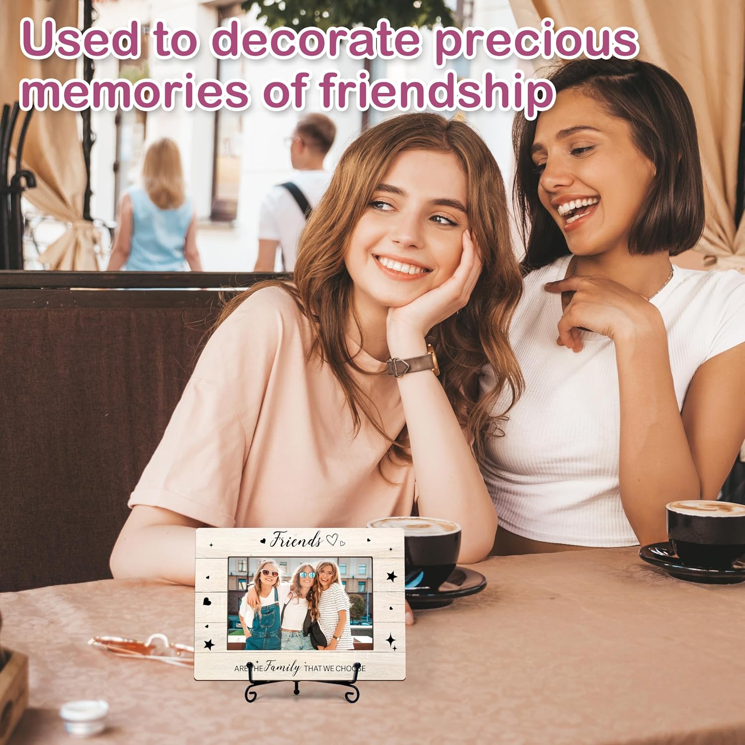 Best Friend Picture Frame, Family Picture Frame – Gifts for Women, BFF, Sister, “Friends Are the Family We Choose” 4×6 Wooden Photo Frame – U08 image 5