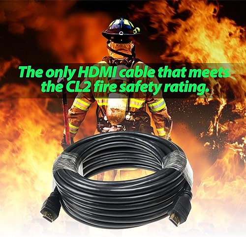 Miniatura 3 de NTW Cable HDMI chapado en oro de alto rendimiento de 50 pies con clasificación de seguridad contra incendios CL2, 26 AWG, Ethernet, alta definición,