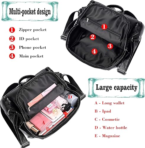 Miniatura 5 de Mochila de moda para mujer impermeable bolsa de viaje bolsa de hombro convertible para mujer Poliuretano negro, negro, marrón (Brown PU), marrón,