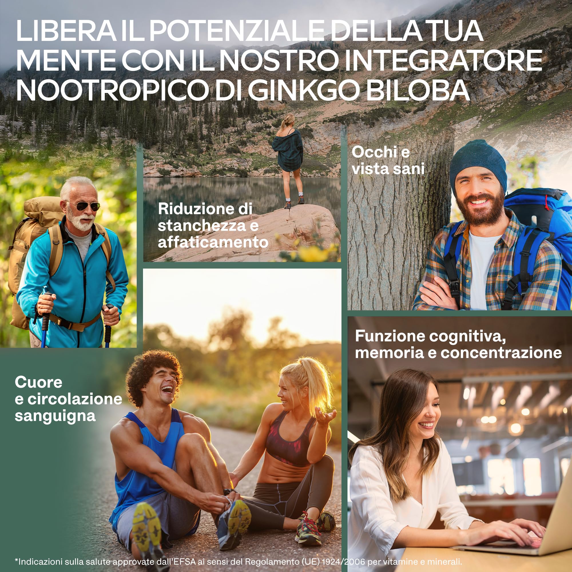 Ginkgo Biloba Integratore 7500mg 50:1 con Ginseng Rosso Coreano, Bacopa Monnieri, Vitamina B Complex, Zinco - Nootropico Integratore Memoria e Concentrazione, Metabolismo, Circolazione - 180 capsule