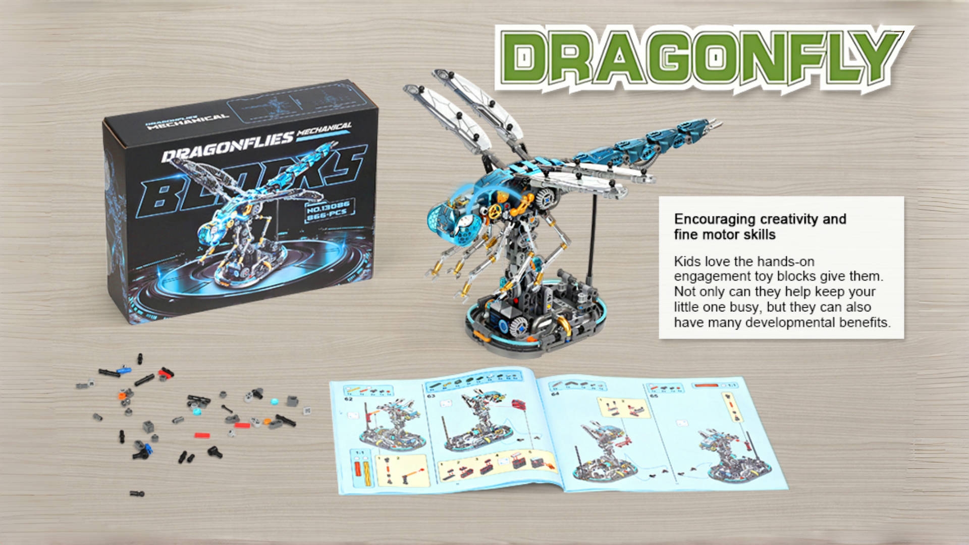 Amazon.com: funxinee Mechanical Dragonfly Building Blocks STEM Kit
