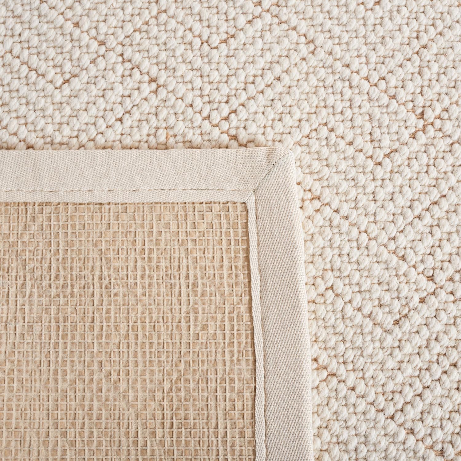 SAFAVIEH Natural Fiber Collection Area Rug - 9' x 12', Ivory, Handmade Wool & Jute, Ideal for High Traffic Areas in Living Room, Bedroom (NF487A)