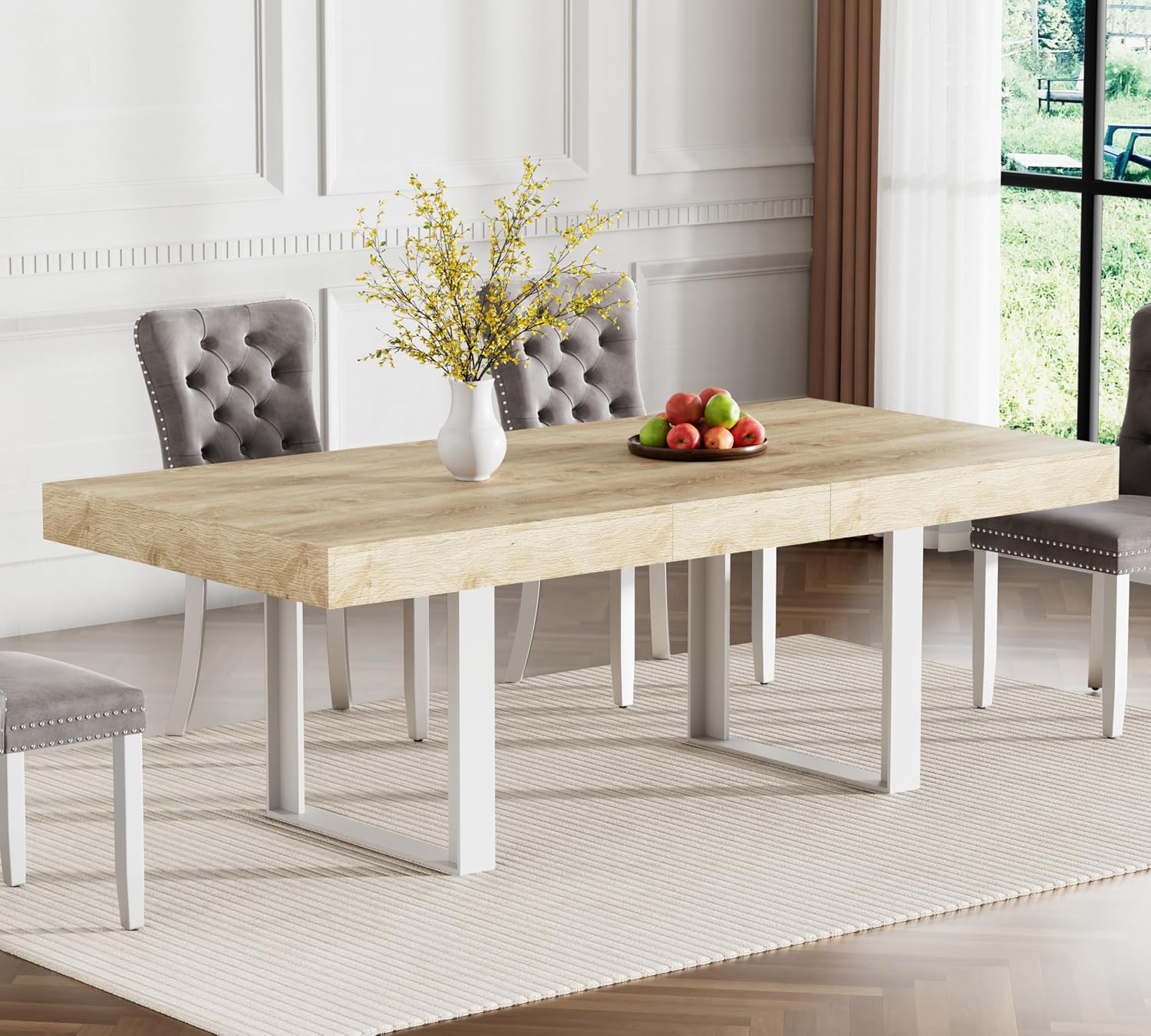 Amazon.com - KUVADAZ 78.74" Extendable Dining Table, Extendable Dining ...