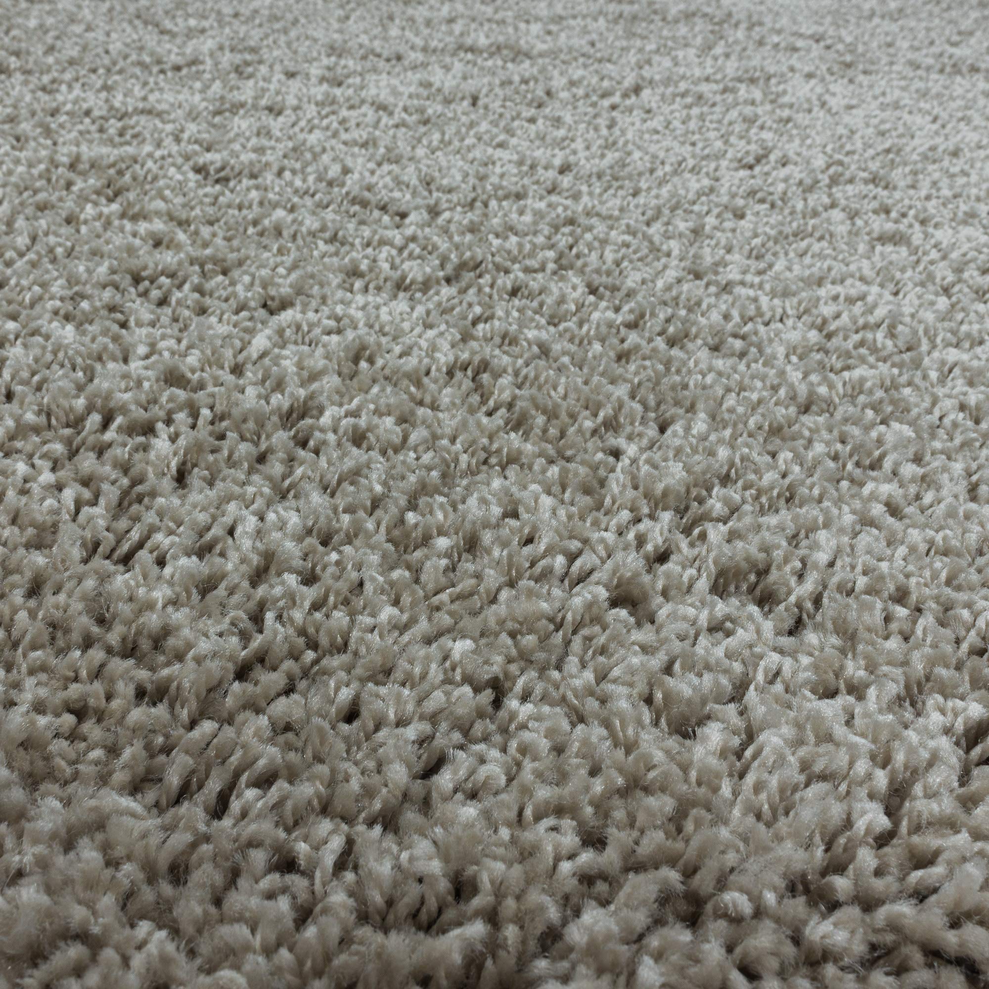SIMPEX Alfombra Shaggy Redonda 120 cm Natural, Suave y esponjosa, Moderna Lisa, Ideal bajo Mesa Auxiliar