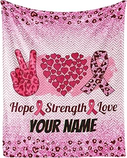 Personalized Breast Cancer Awareness Blanket Gifts with Name Text, 30