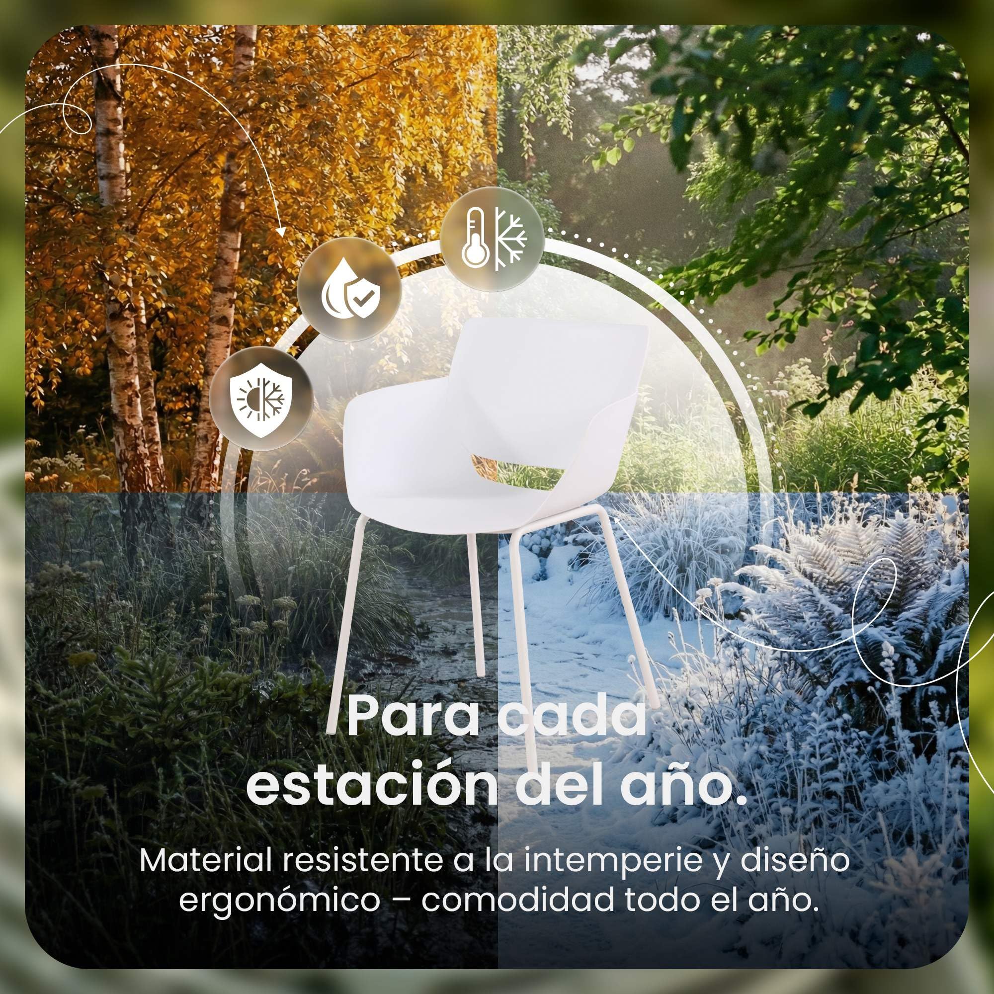 CLP Silla Alpena para Interior o Exterior I Butacas Modernas con Respaldo para jardín I Silla Resistente con reposabrazos Color:Blanco