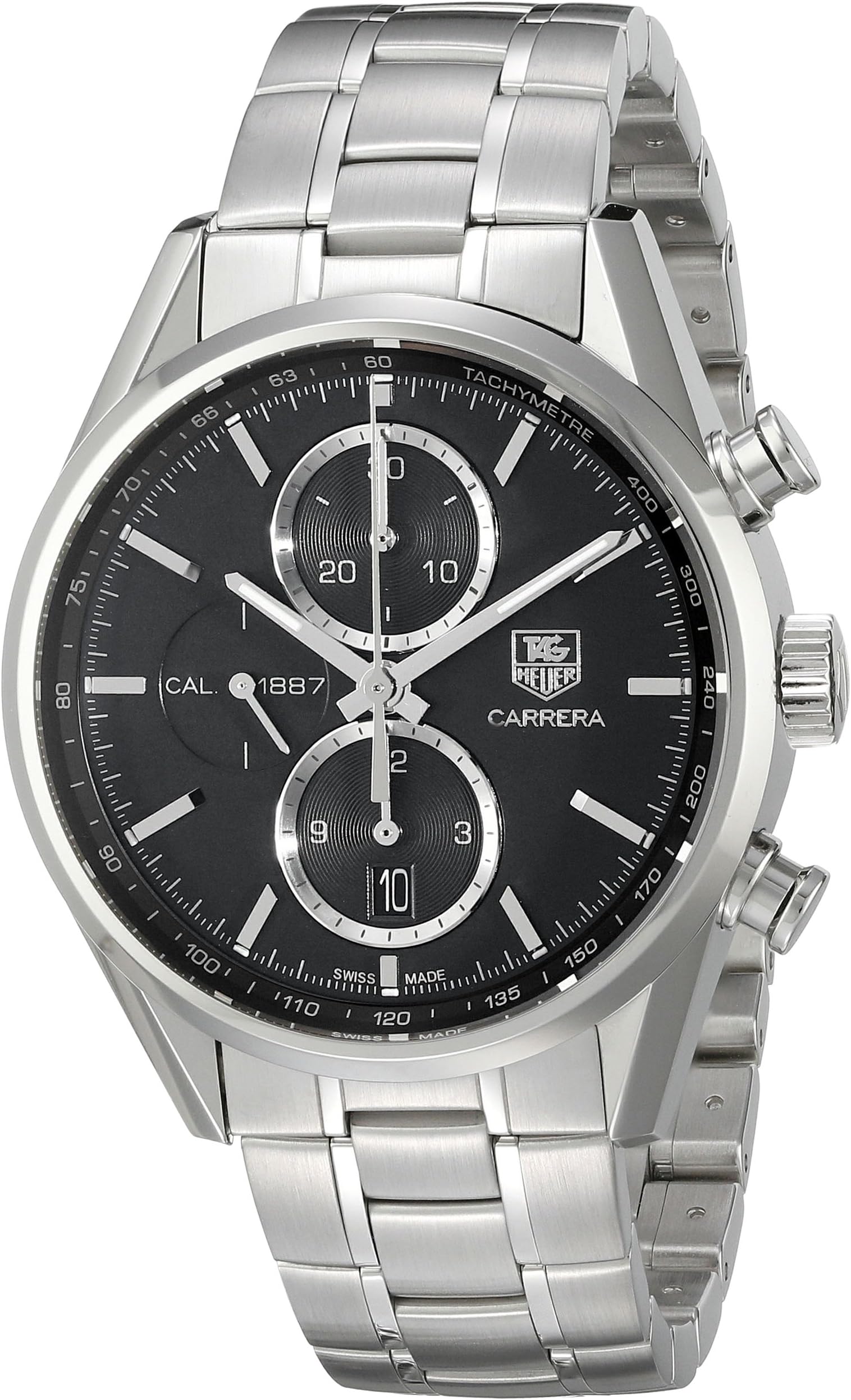 Men's CAR2110.BA0724 Carrera Analog Display Swiss Automatic Silver-Tone Watch
